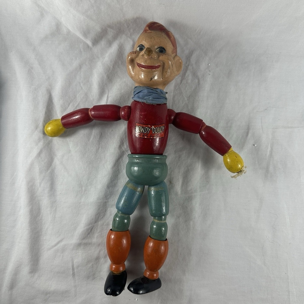 Vtg‎ 1950s Howdy Doody Jointed Wood Doll Cameo Bob Smith Composition 12" Toy